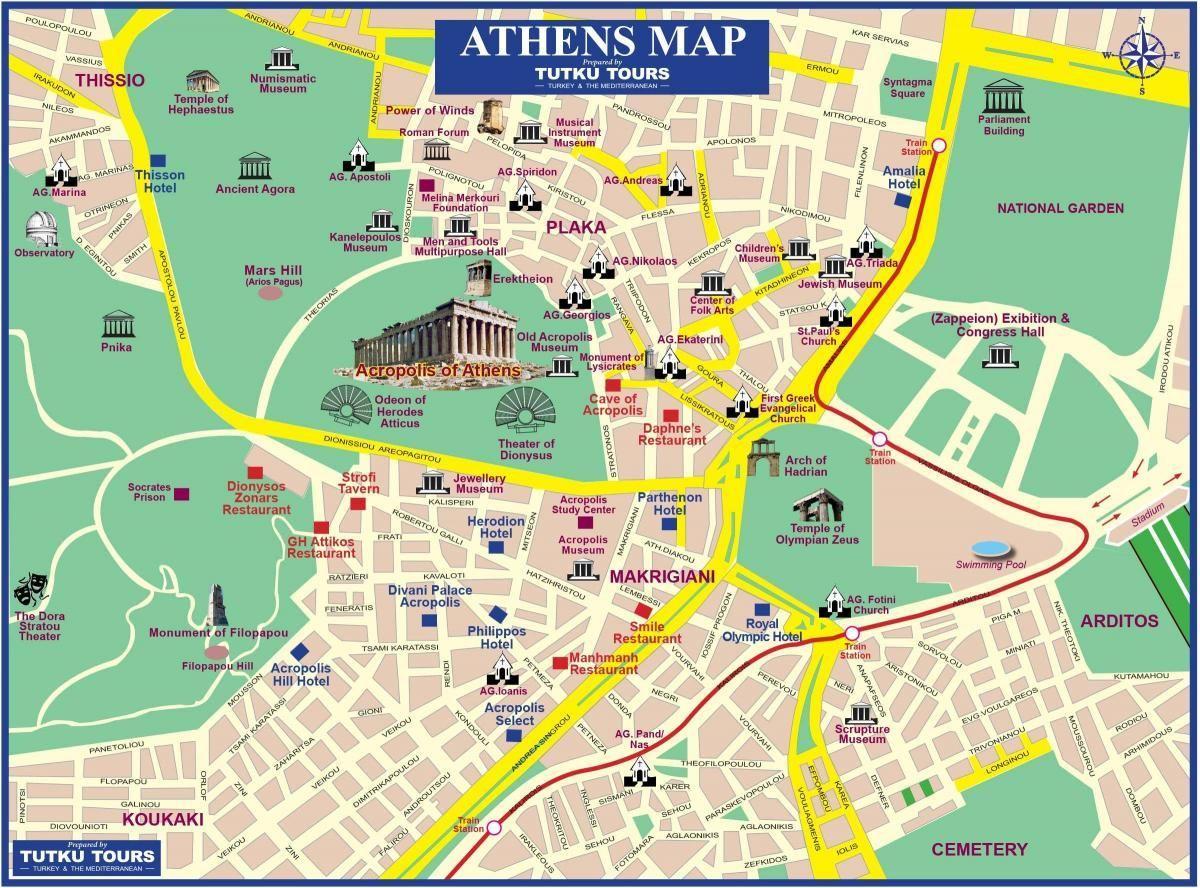 Mapa zabytków Aten