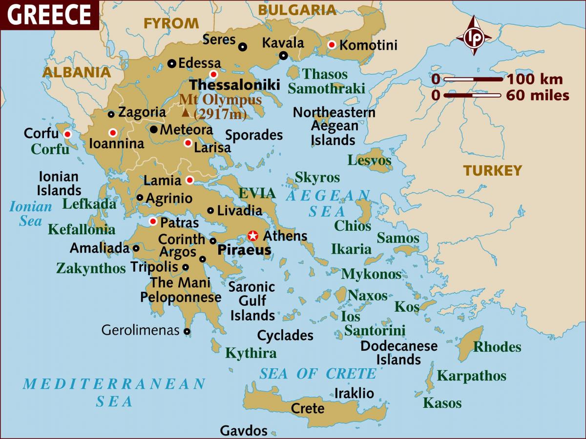 Ateny na mapie Grecji