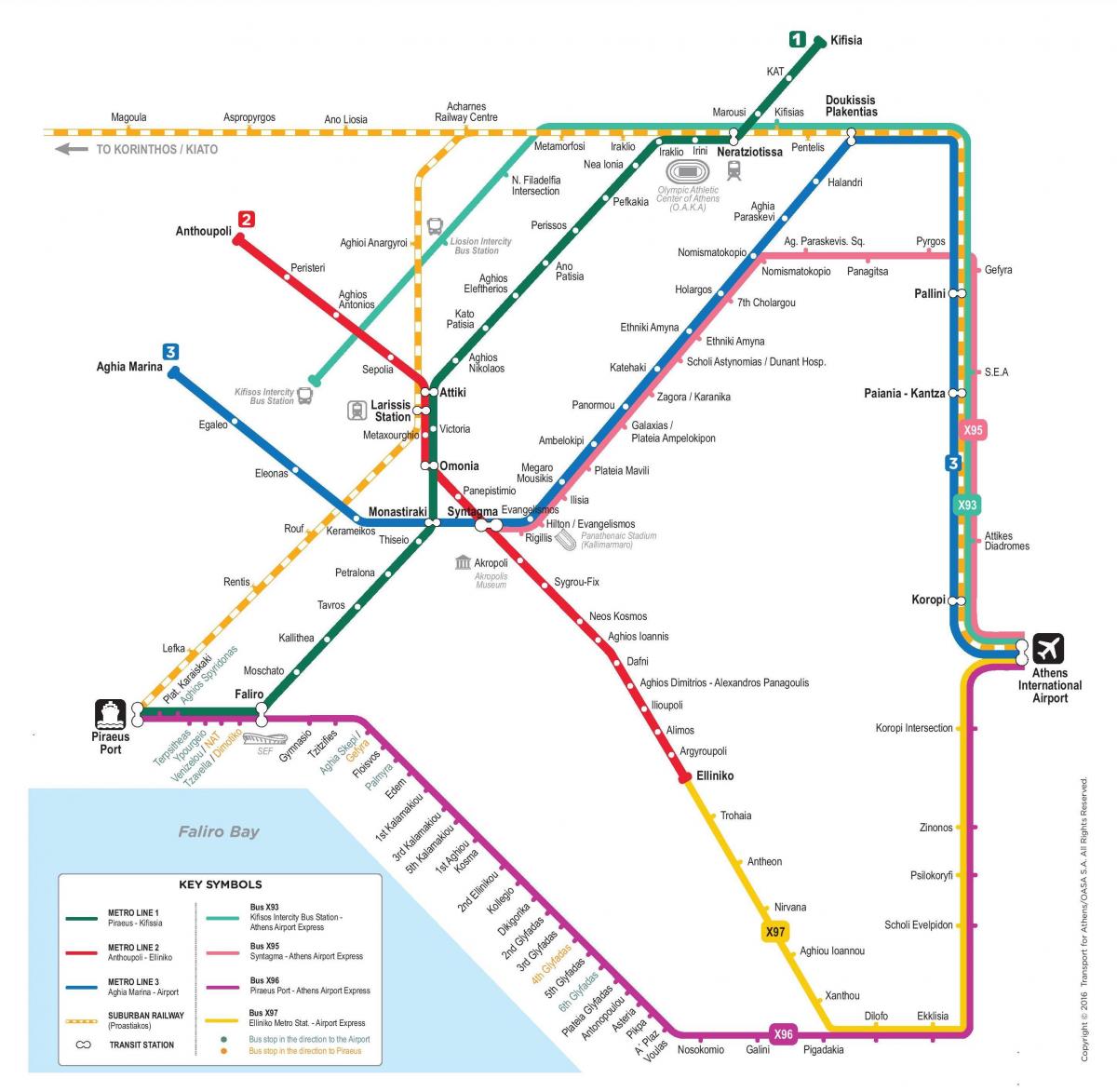 Mapa stacji metra w Atenach