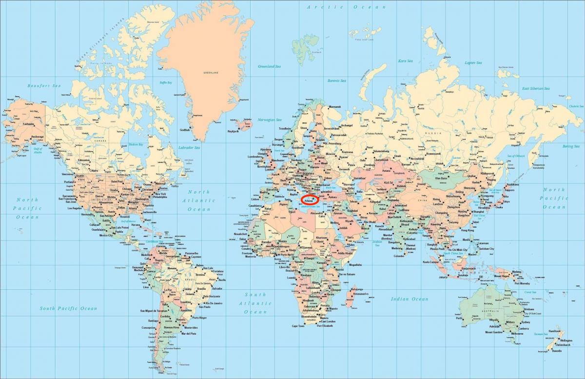 Położenie Aten na mapie świata