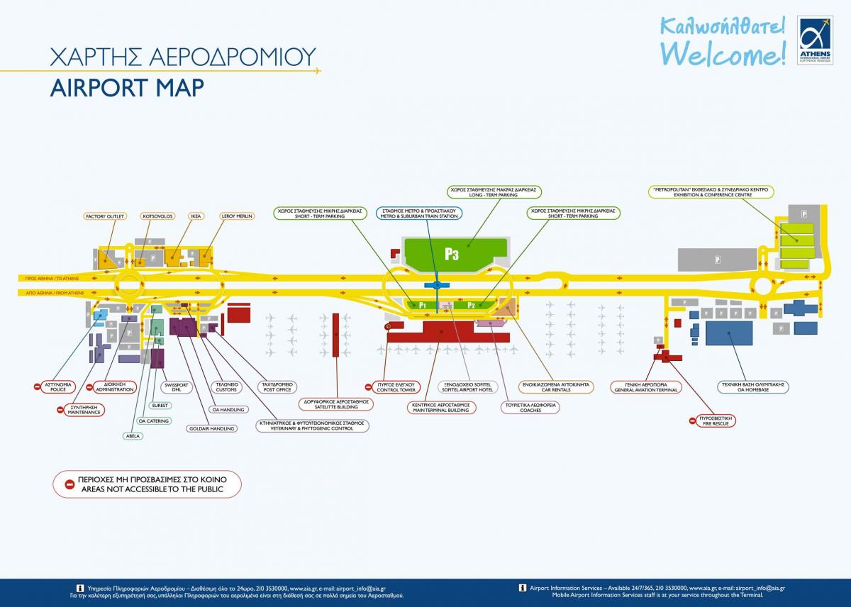 Mapa terminala lotniska w Atenach