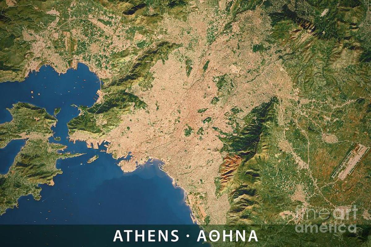 Mapa wysokościowa Aten
